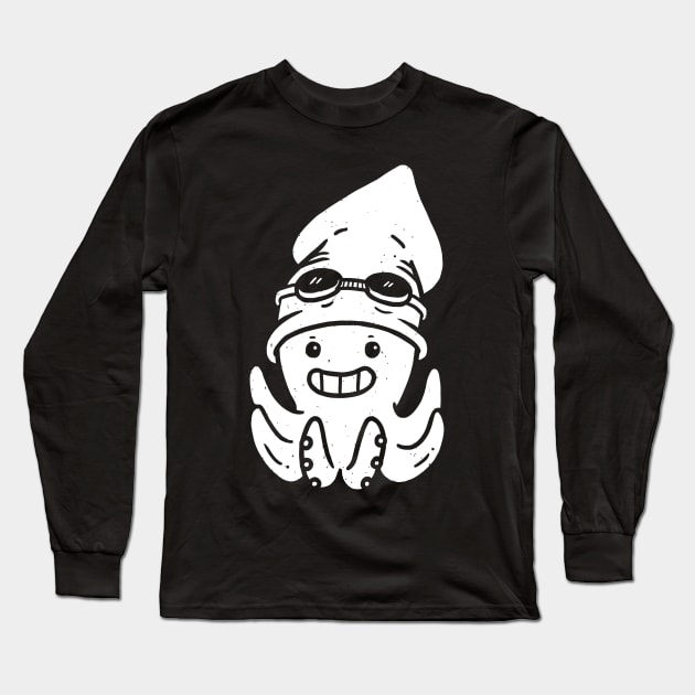 Swimming Squid Long Sleeve T-Shirt by wehkid